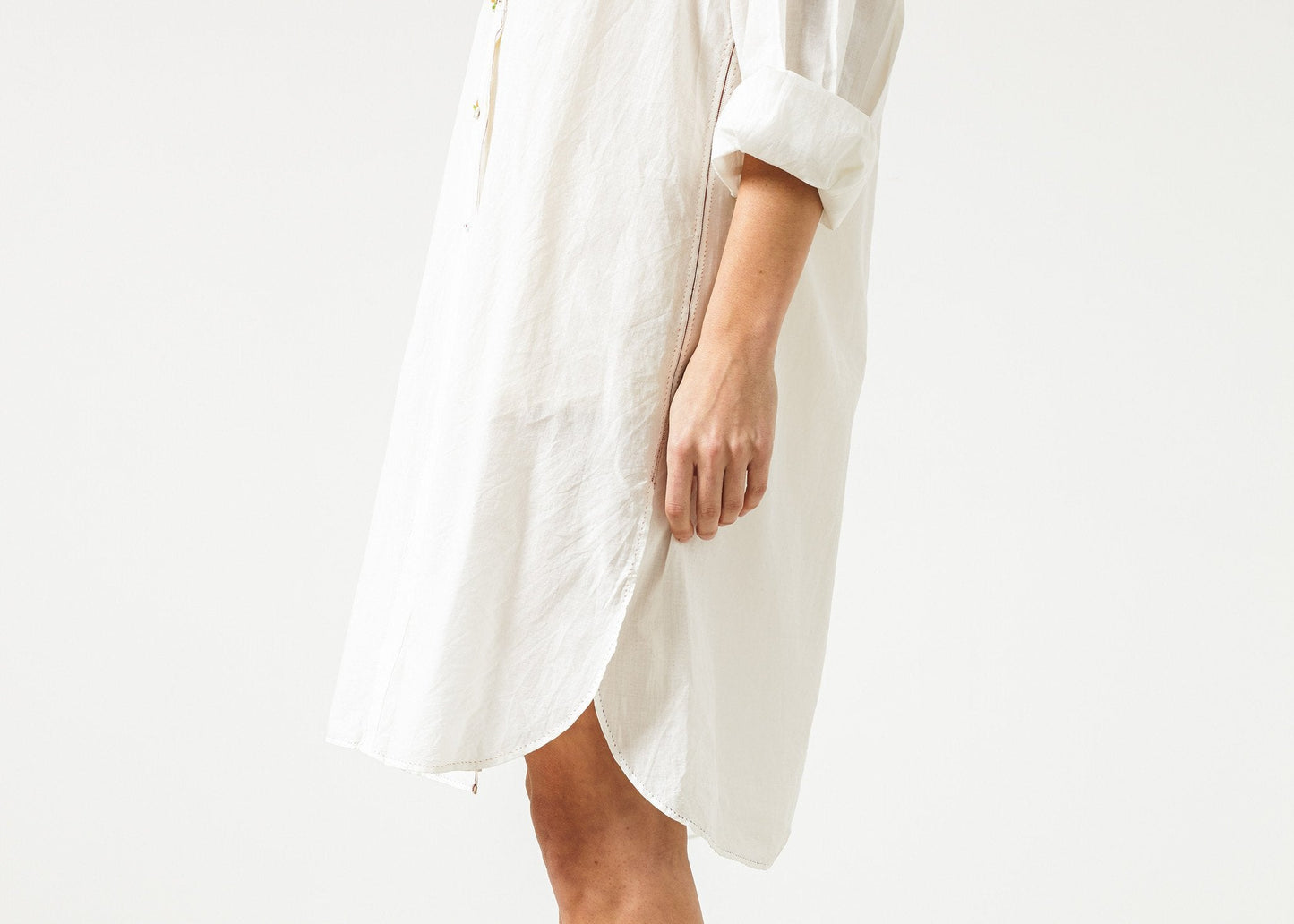 Pleated Sleeve Tunic in White (6707094618206)