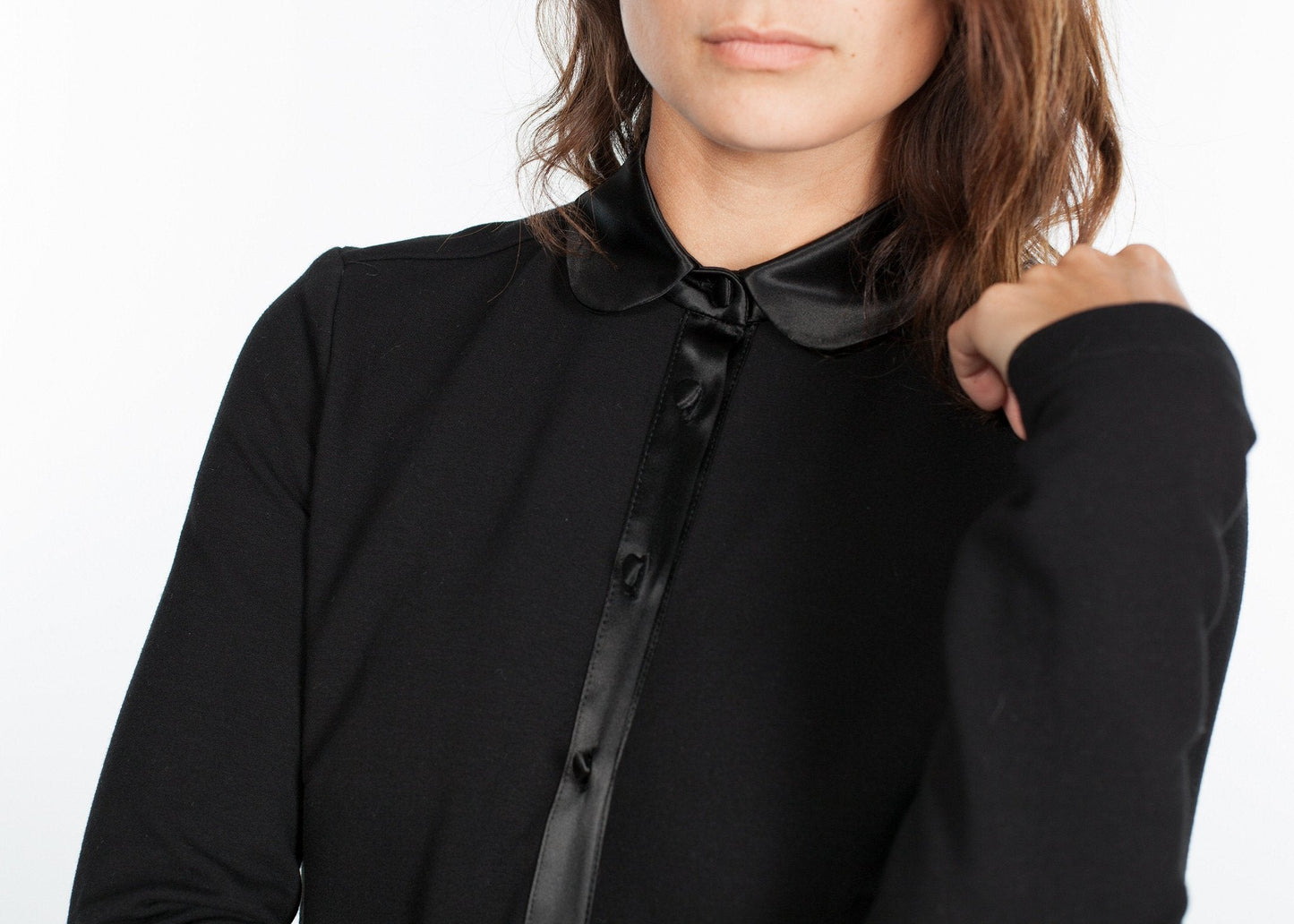 Fleece Jersey Dress in Black (6707103170654)