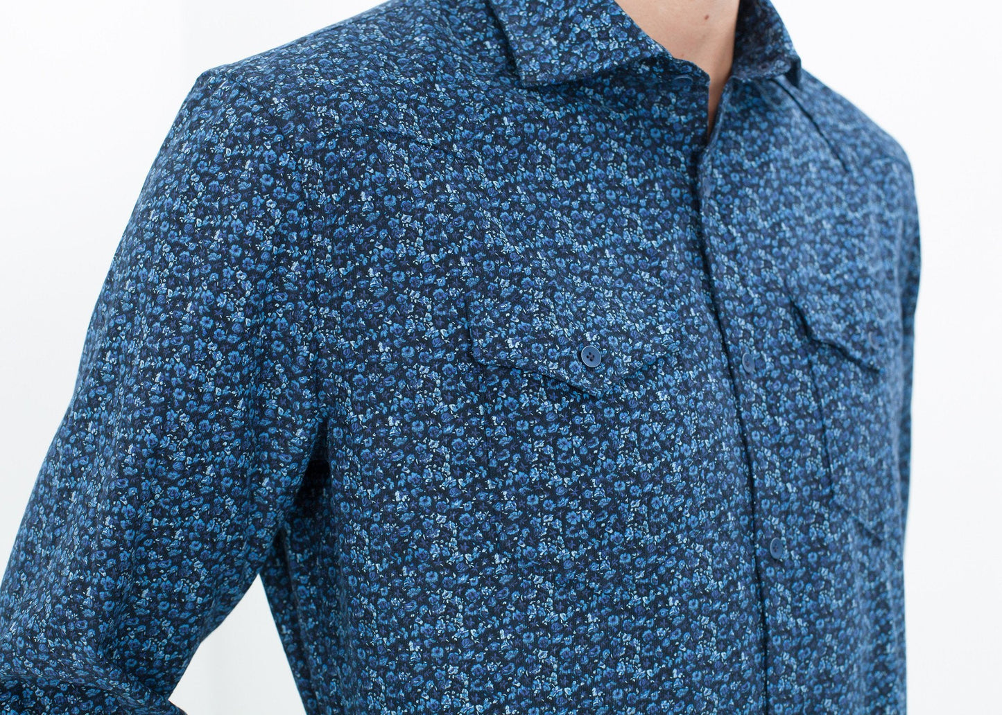 Western Arkansas Button-Up in Blue Floral (6707104546910)