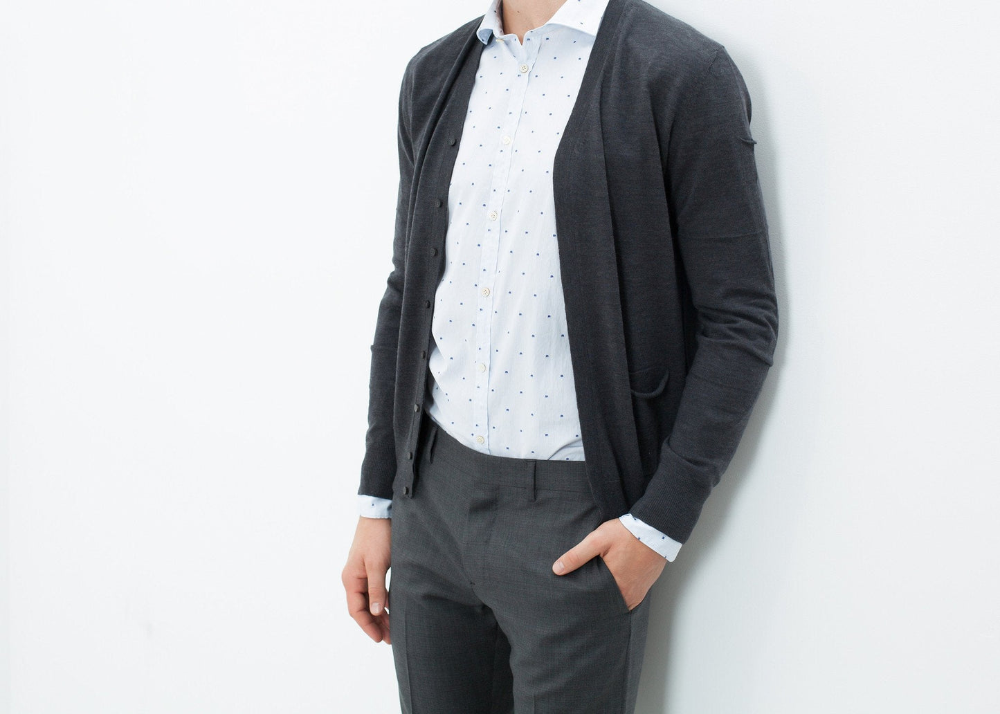 Hidden Placket Cardigan in Charcoal (6707100811358)