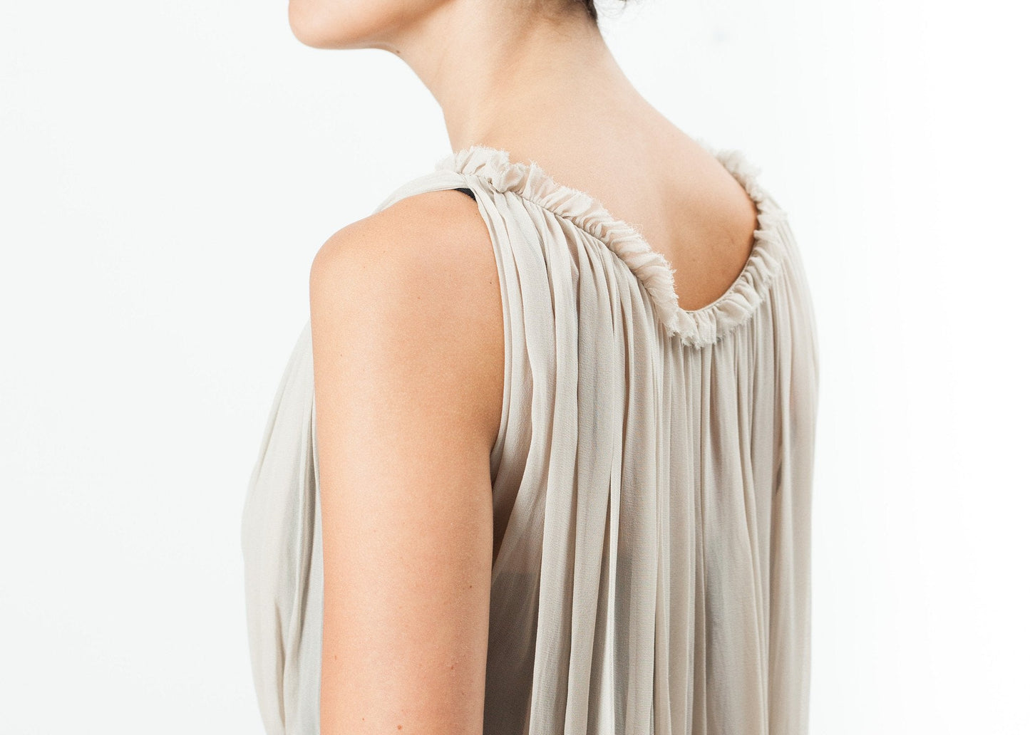 Chiffon Cape Back Dress in Sand (6707097370718)
