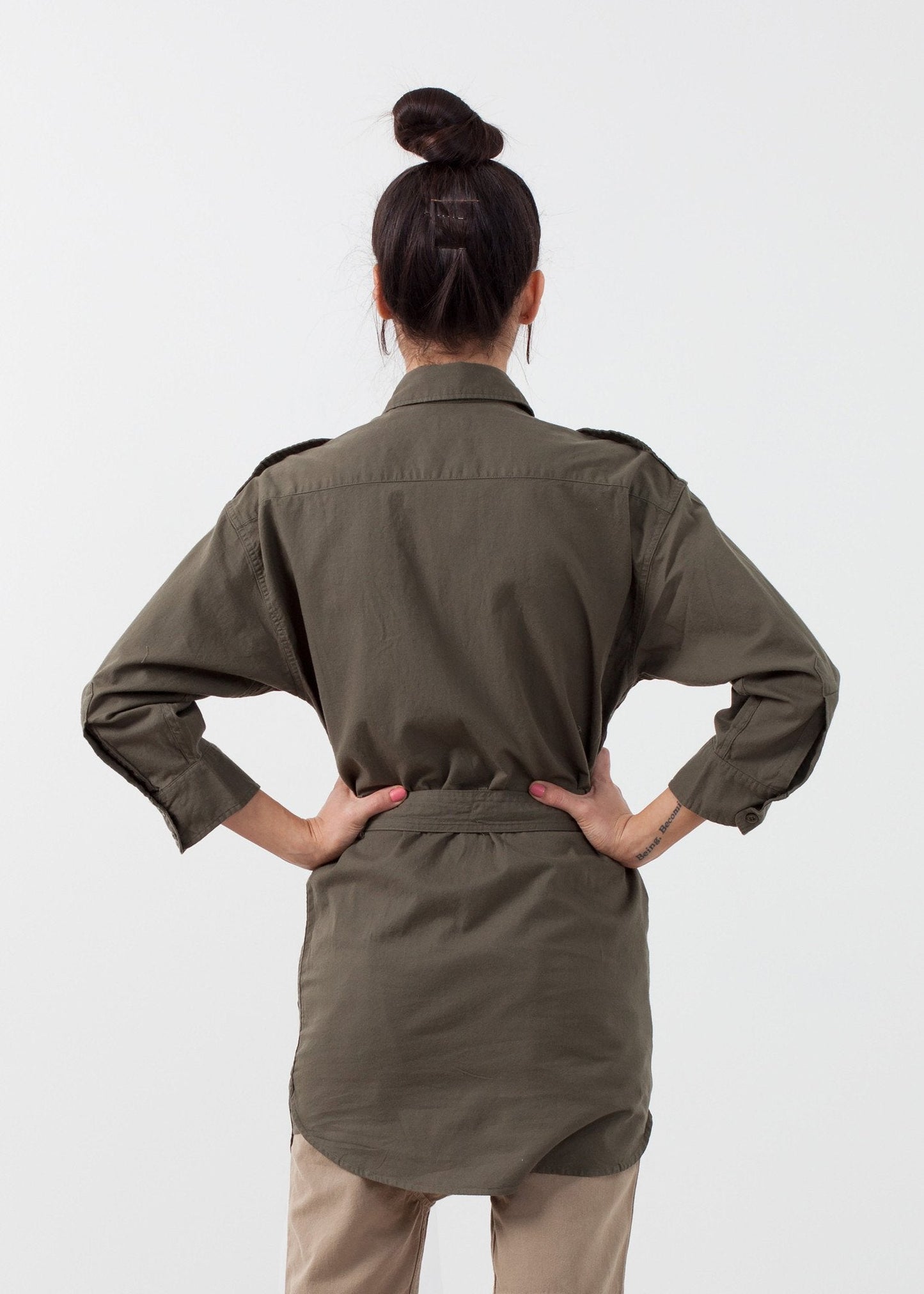 Belted Surplus Dress (6707087736926)