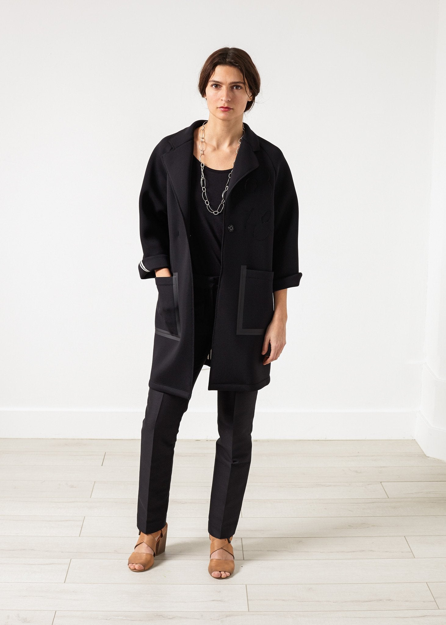 Neoprene Flower Coat in Black (6707090292830)