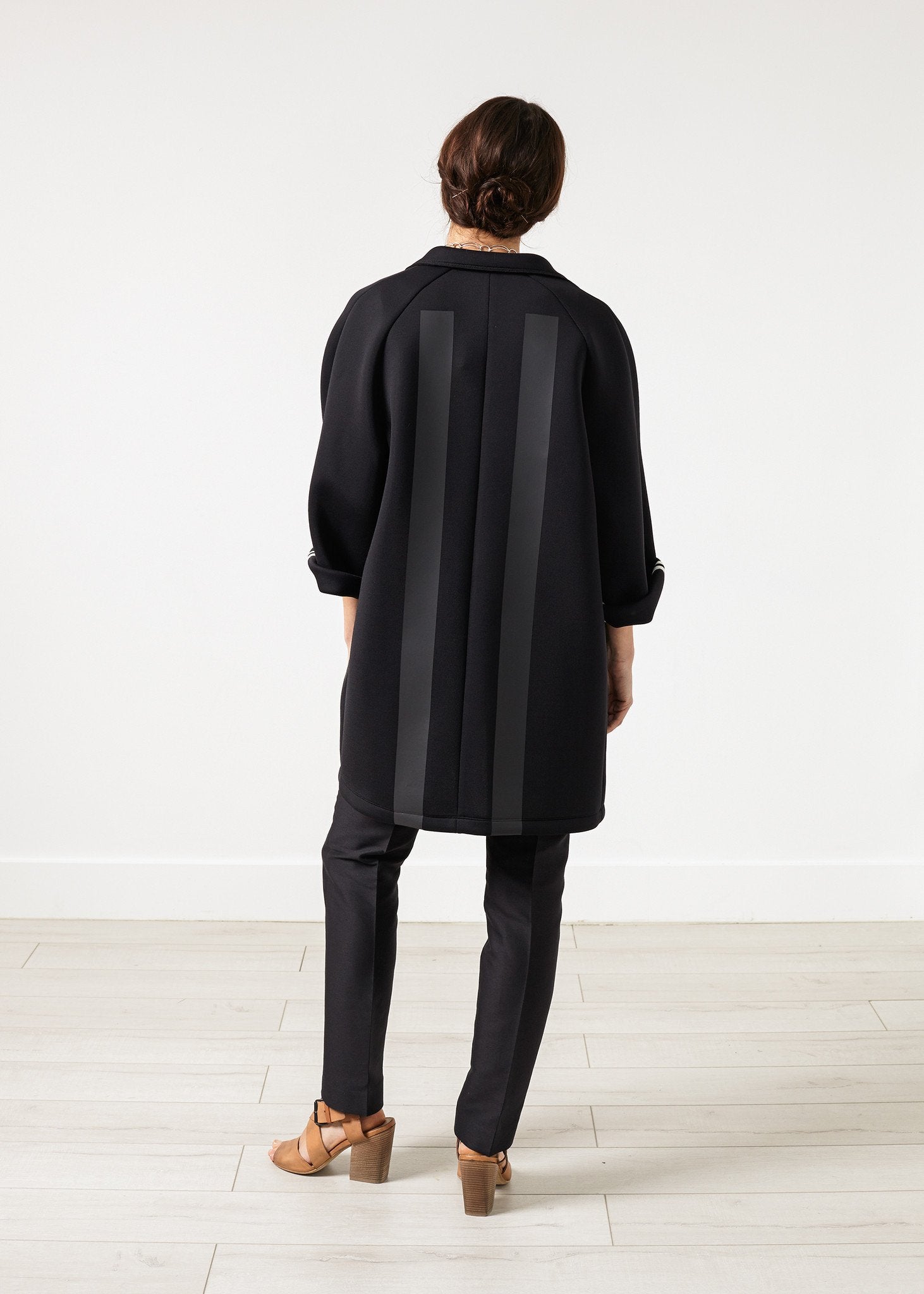 Neoprene Flower Coat in Black (6707090292830)