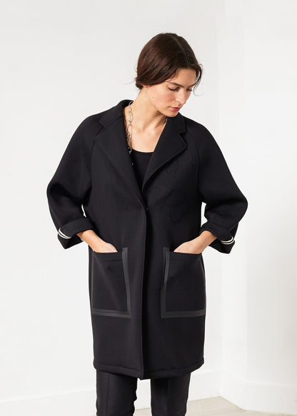 Neoprene Flower Coat in Black (6707090292830)