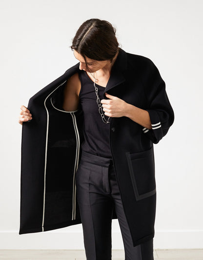 Neoprene Flower Coat in Black (6707090292830)