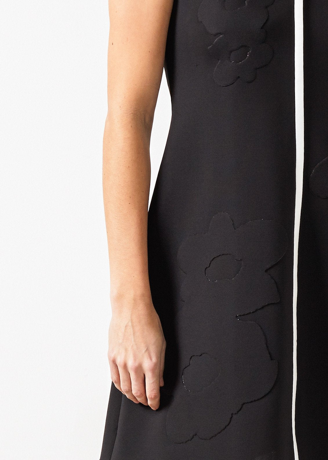 Neoprene Flower Dress in Black (6707090489438)