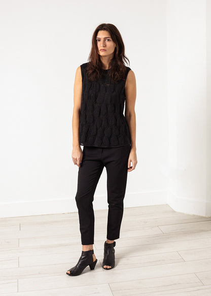 Zip Back Circle Blouse in Black (6707090358366)