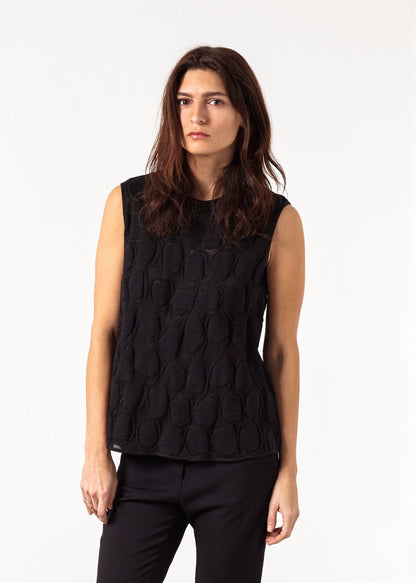 Zip Back Circle Blouse in Black (6707090358366)
