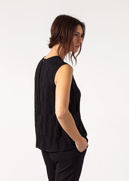 Zip Back Circle Blouse in Black (6707090358366)