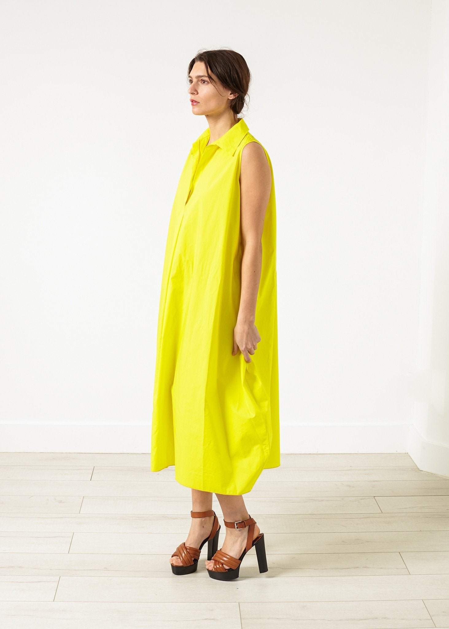 Balloon Cotton Dress in Yellow (6707090456670)