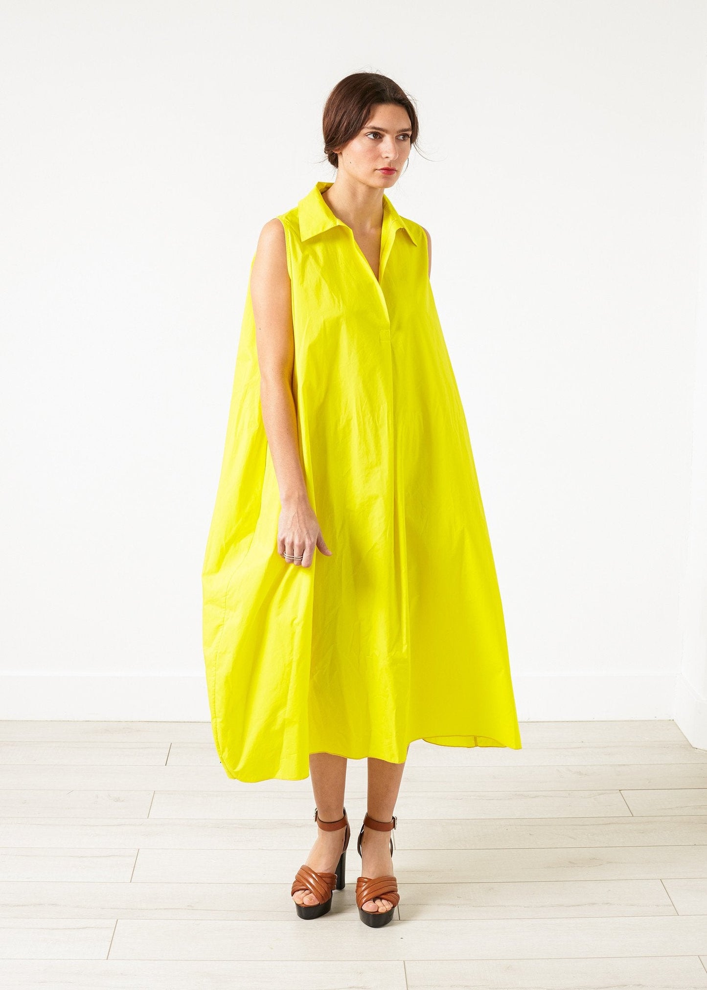 Balloon Cotton Dress in Yellow (6707090456670)