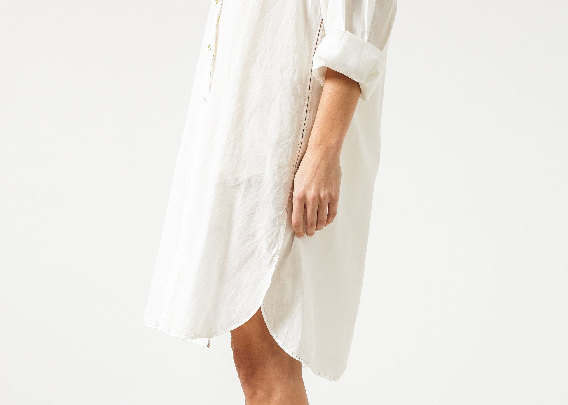 Pleated Sleeve Tunic in White (6707094618206)