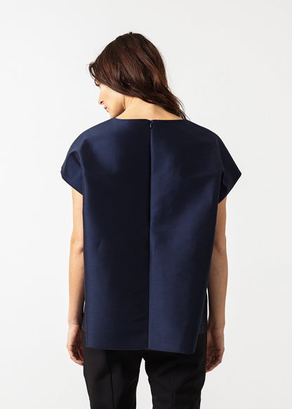 Tucked Sleeve Blouse in Navy (6707090161758)