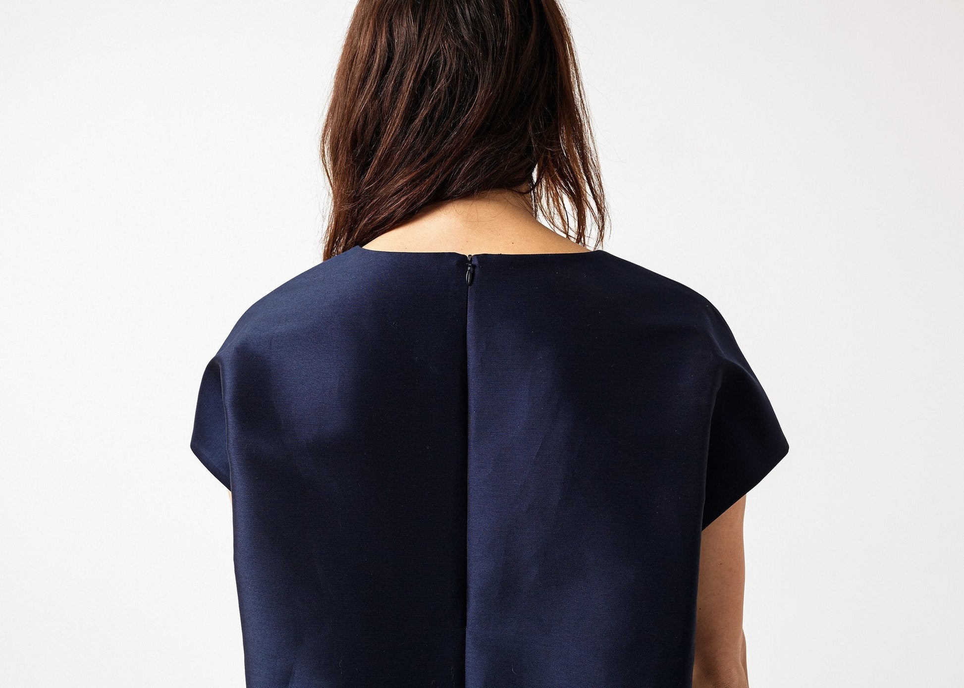 Tucked Sleeve Blouse in Navy (6707090161758)