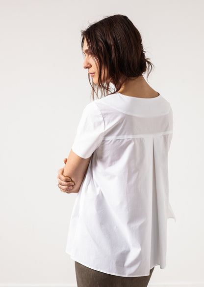 Pleat Back Blouse in White (6707090096222)