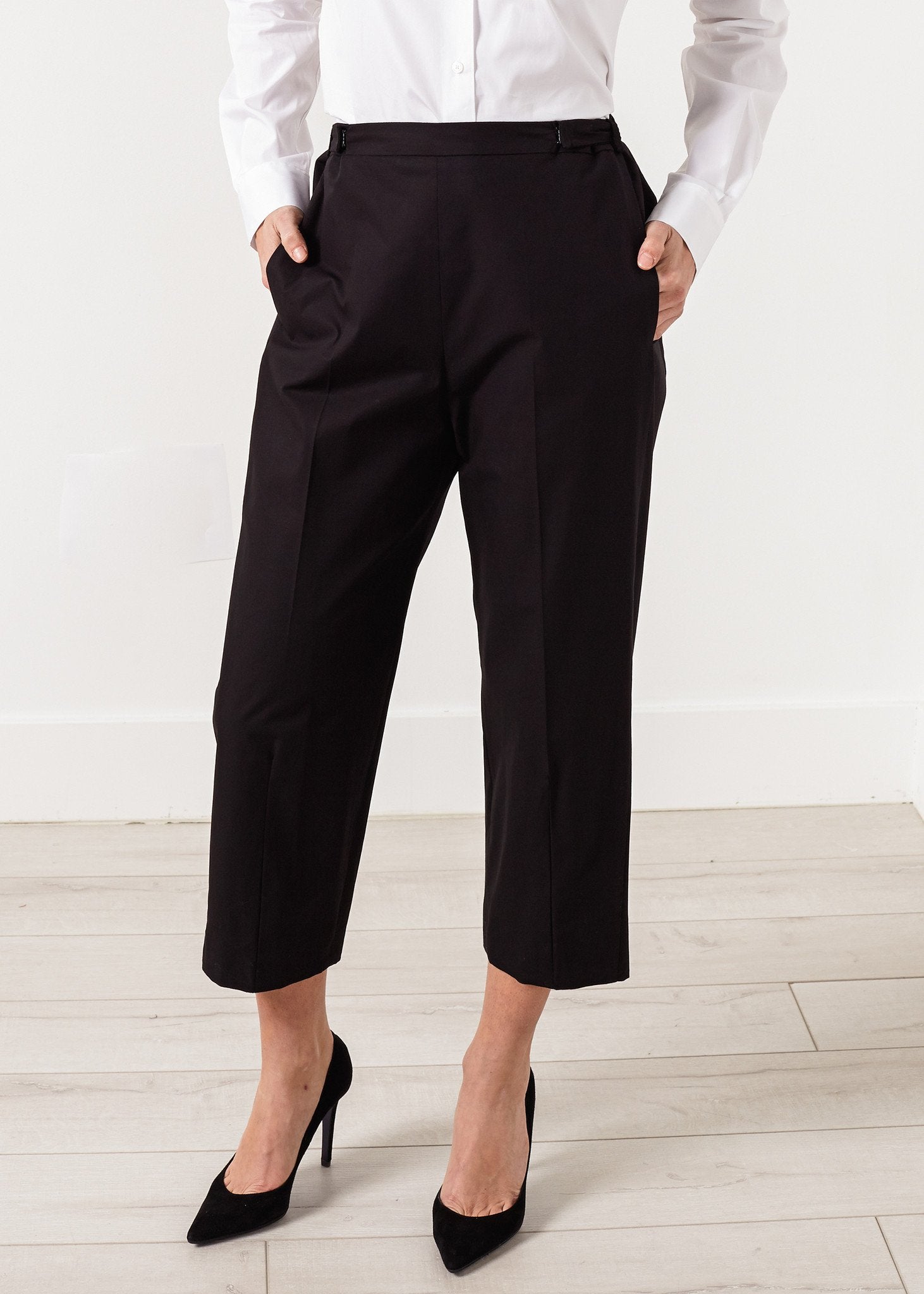 Wide Cropped Trouser in Black (6707090030686)