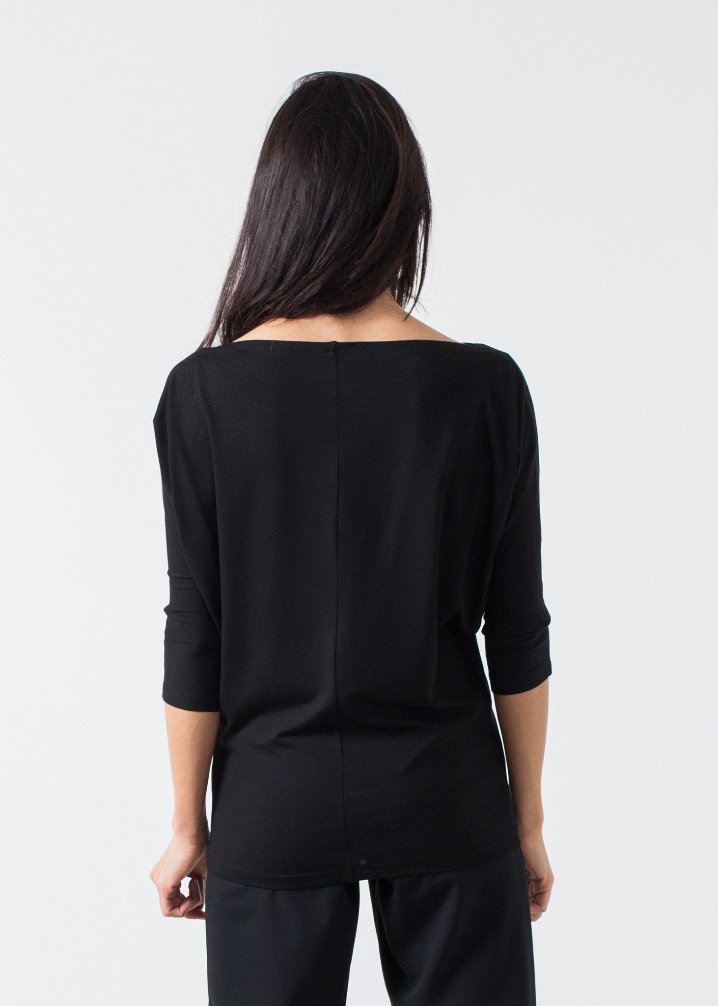 Boat Neck Top in Black (6707084820574)