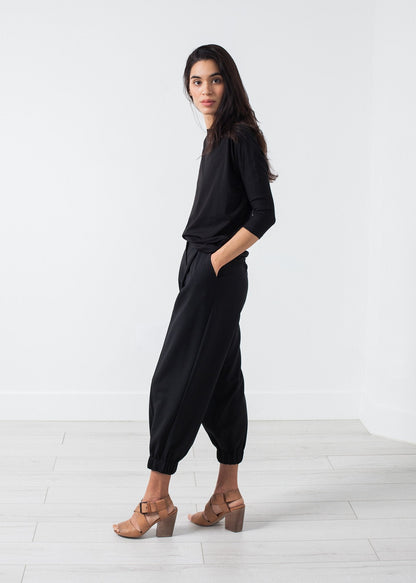 Boat Neck Top in Black (6707084820574)