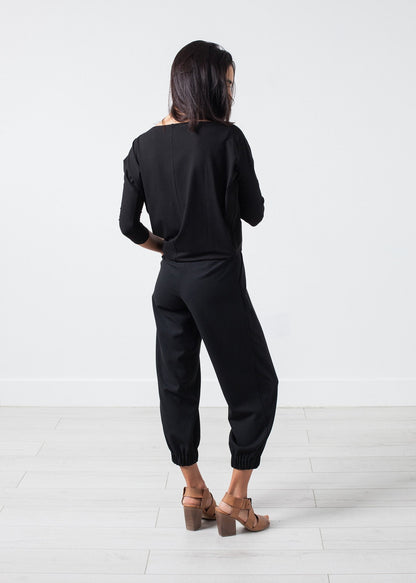 Boat Neck Top in Black (6707084820574)