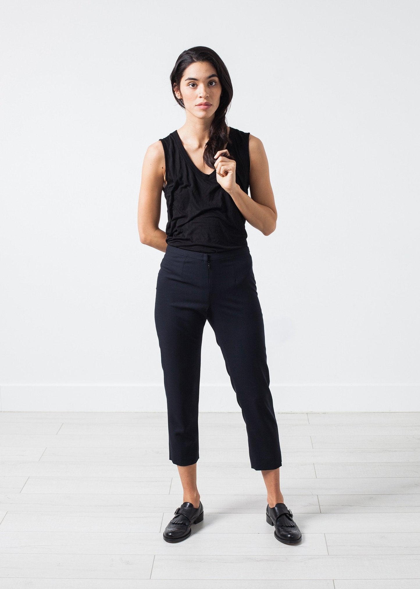 Wool Cropped Pant in Navy (6707089440862)