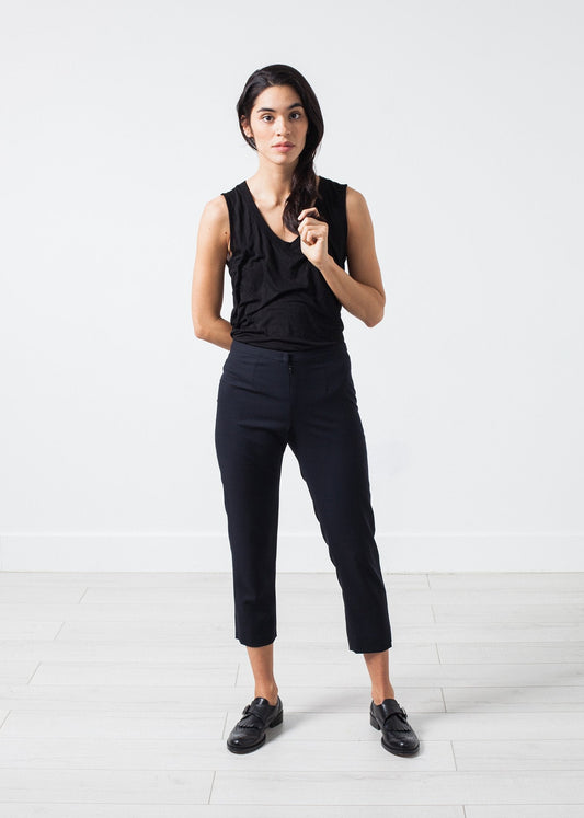 Wool Cropped Pant in Navy (6707089440862)