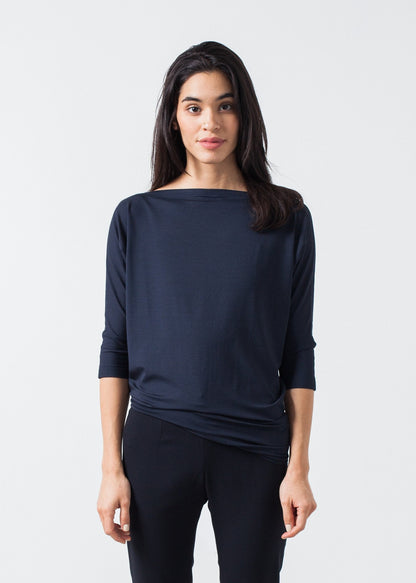 Boat Neck Top in Marine (6707084853342)
