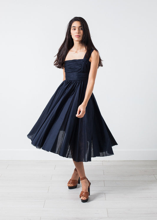 One Shoulder Dress in Navy (6707089309790)