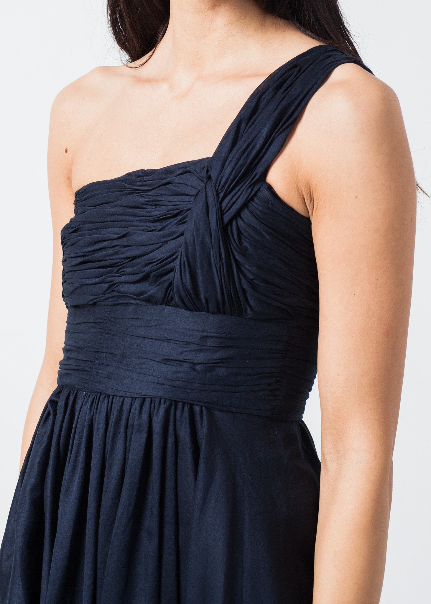 One Shoulder Dress in Navy (6707089309790)