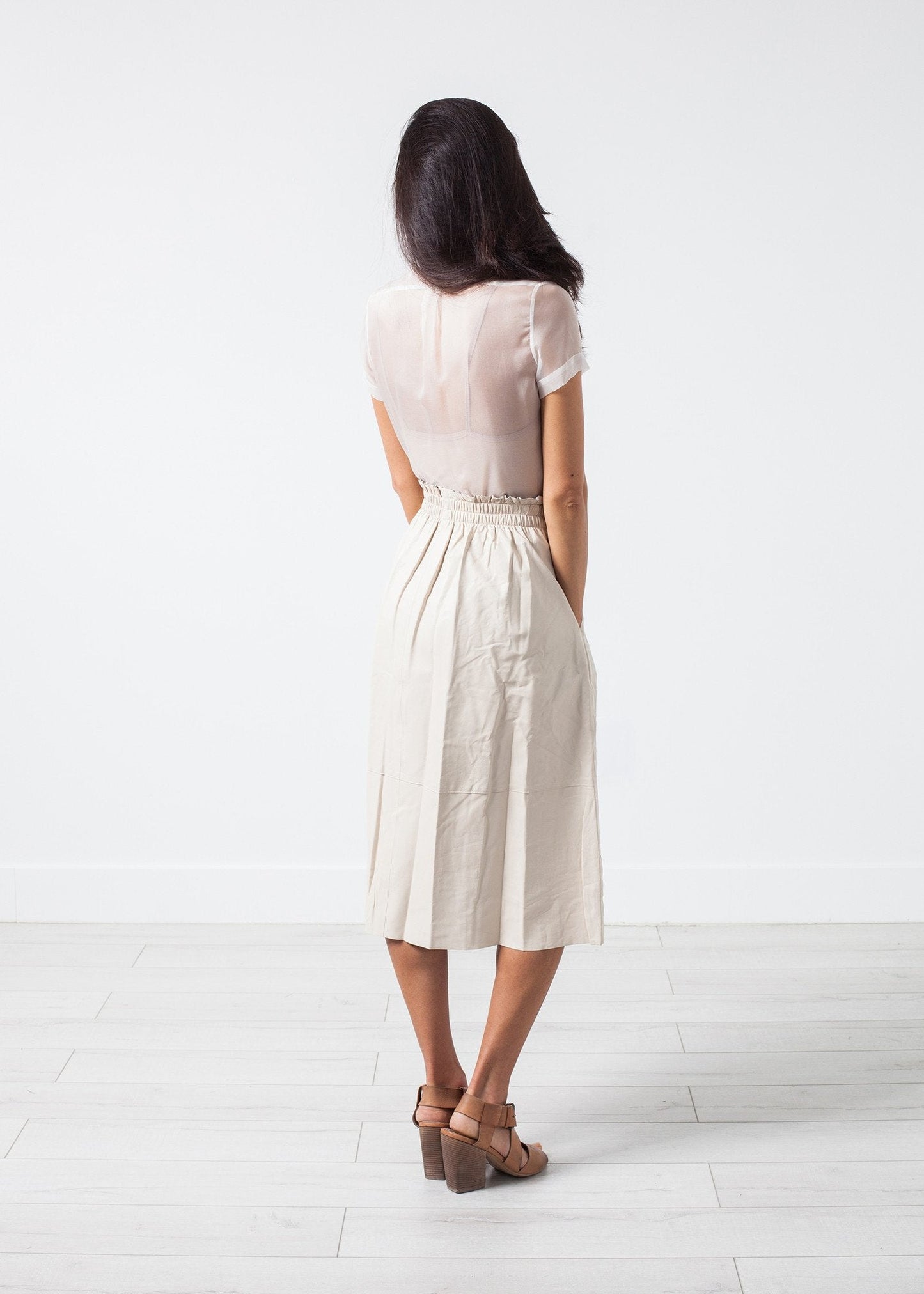Eulera Leather Skirt in Cream (6707086590046)