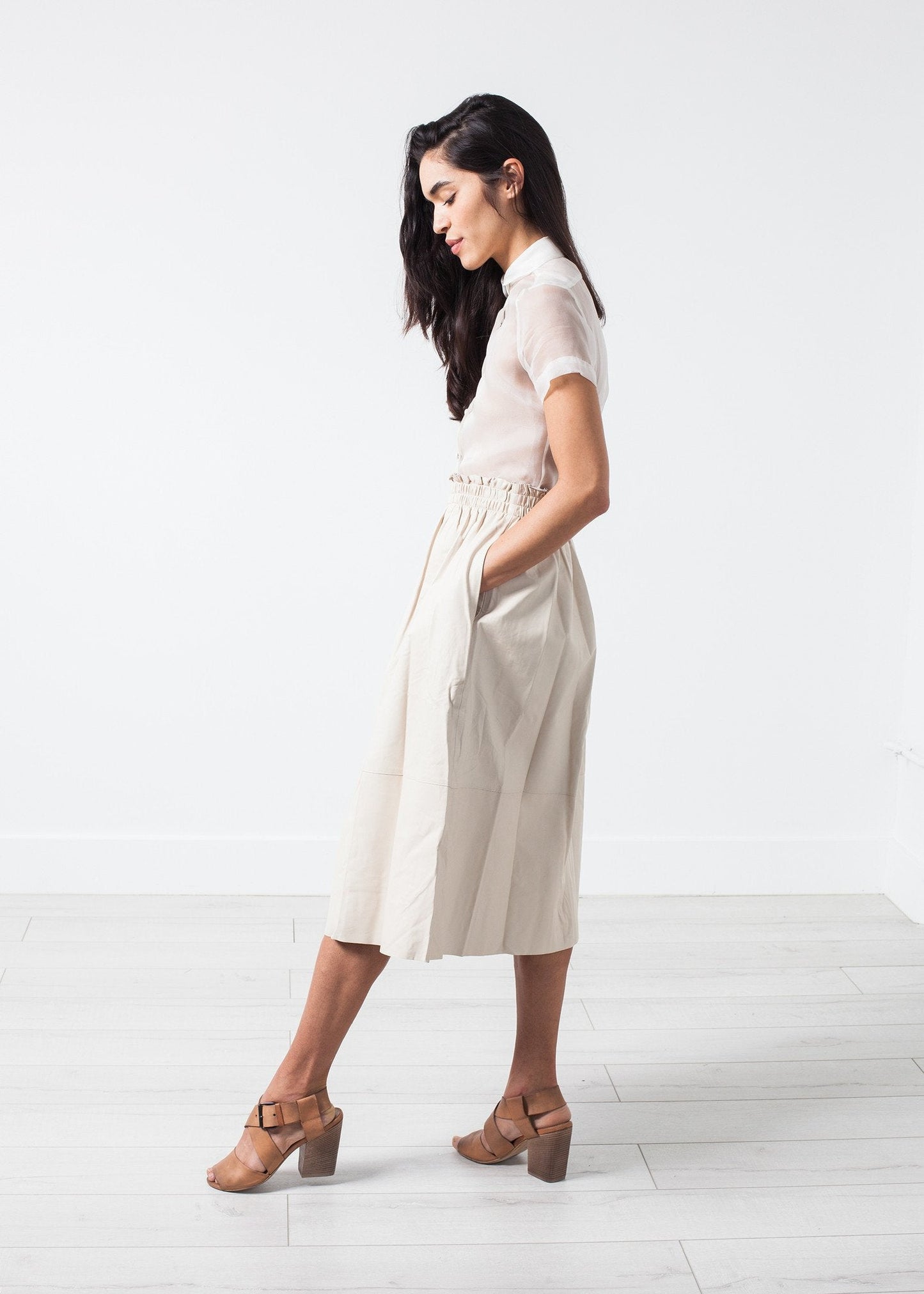 Eulera Leather Skirt in Cream (6707086590046)