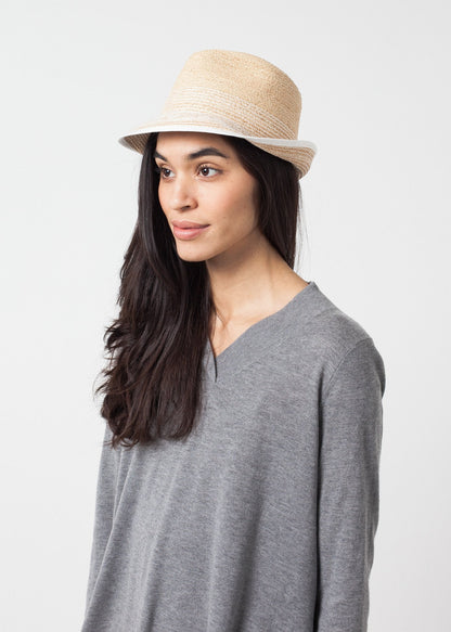 Washboard Hat in Straw/White (6707086426206)