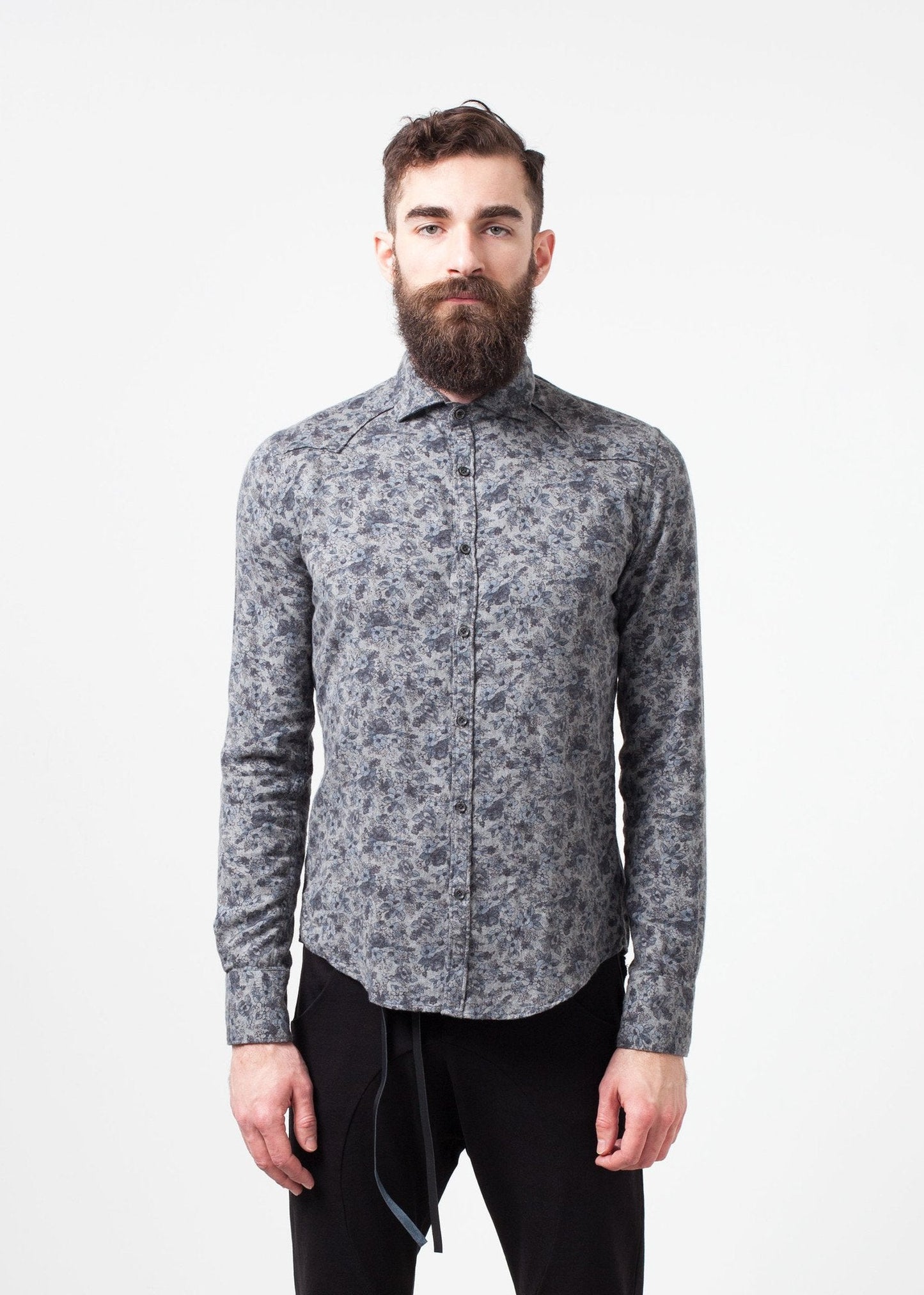 Western Arkansas Button-Up in Grey Floral (6707096191070)