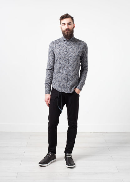 Western Arkansas Button-Up in Grey Floral (6707096191070)