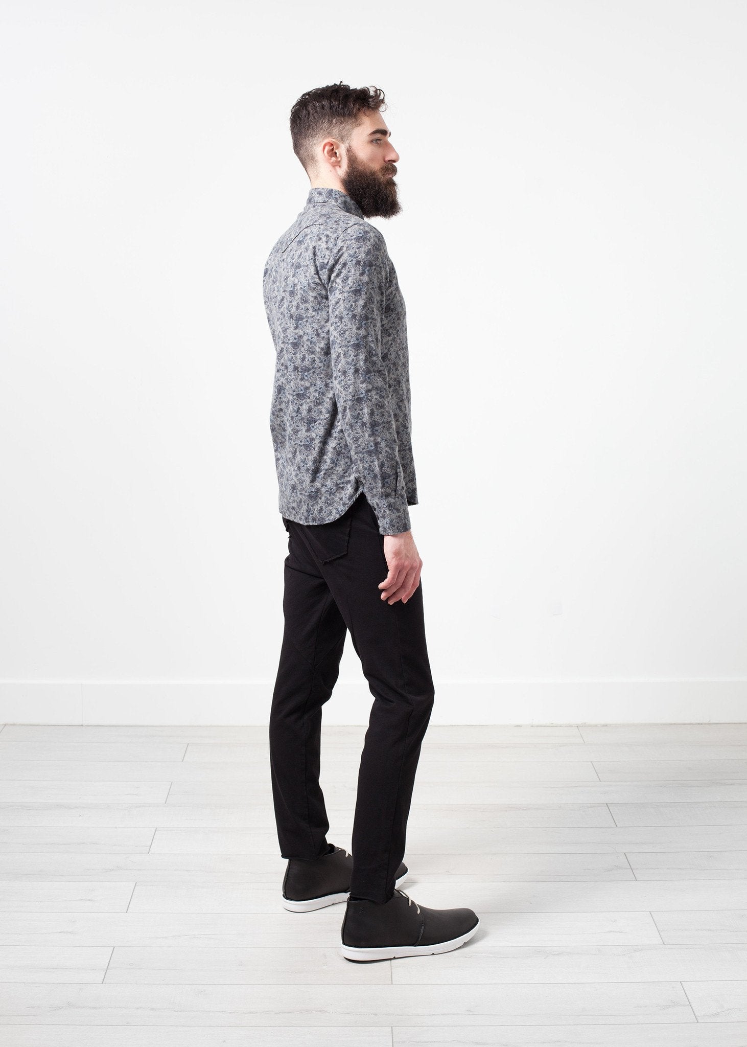 Western Arkansas Button-Up in Grey Floral (6707096191070)
