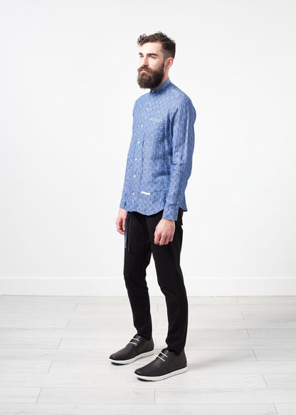 Linen Button Up in Blue Diamond (6707104809054)