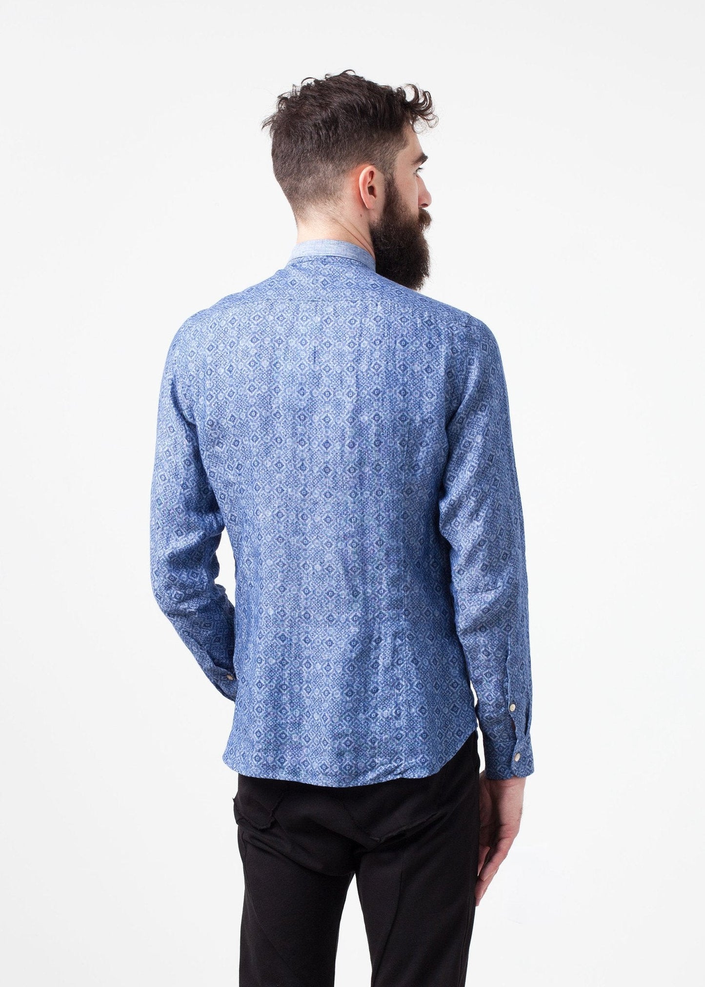 Linen Button Up in Blue Diamond (6707104809054)