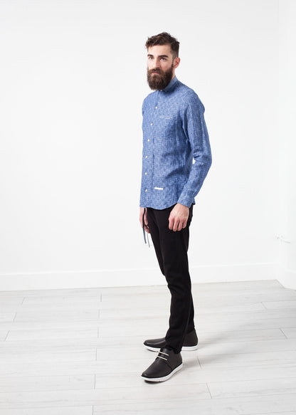 Linen Button Up in Blue Diamond (6707104809054)