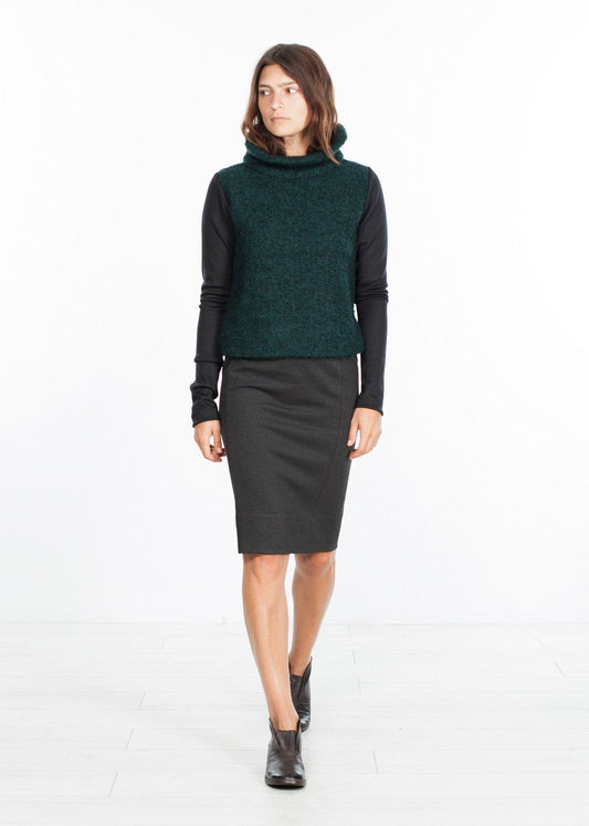 Boucle Turtle Neck in Green/Black (6707104186462)