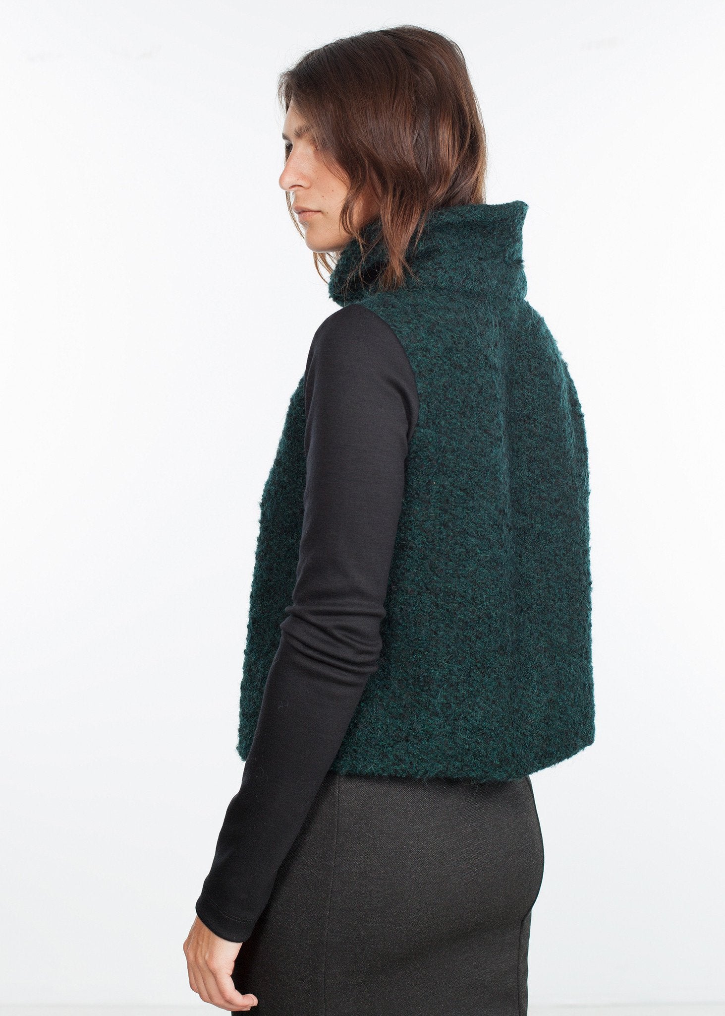 Boucle Turtle Neck in Green/Black (6707104186462)