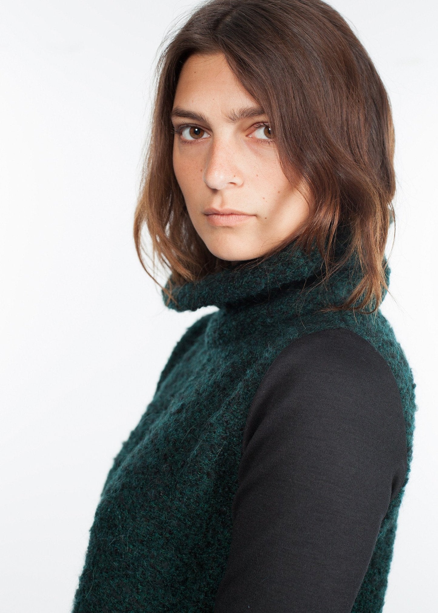 Boucle Turtle Neck in Green/Black (6707104186462)