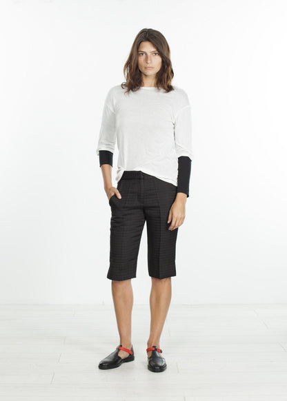 Square Stitch Knee Short in Black (6707102253150)