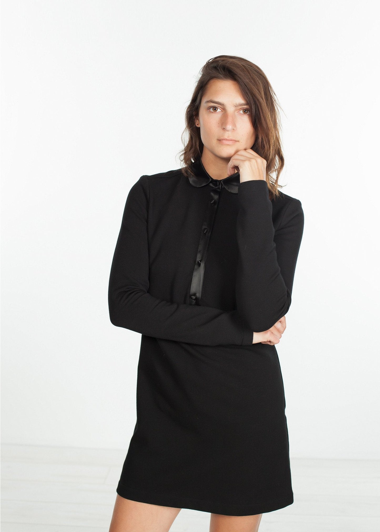 Fleece Jersey Dress in Black (6707103170654)