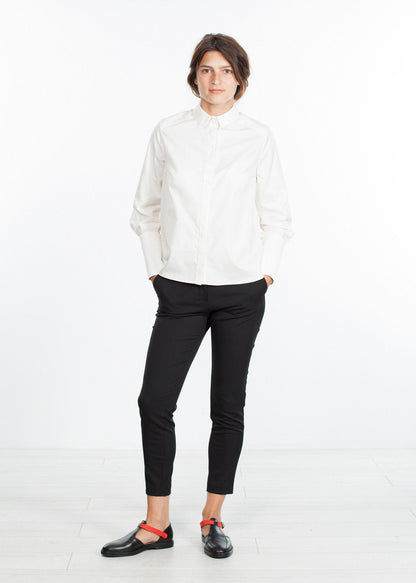 Trim Collar Poplin Blouse in Off White (6707103268958)