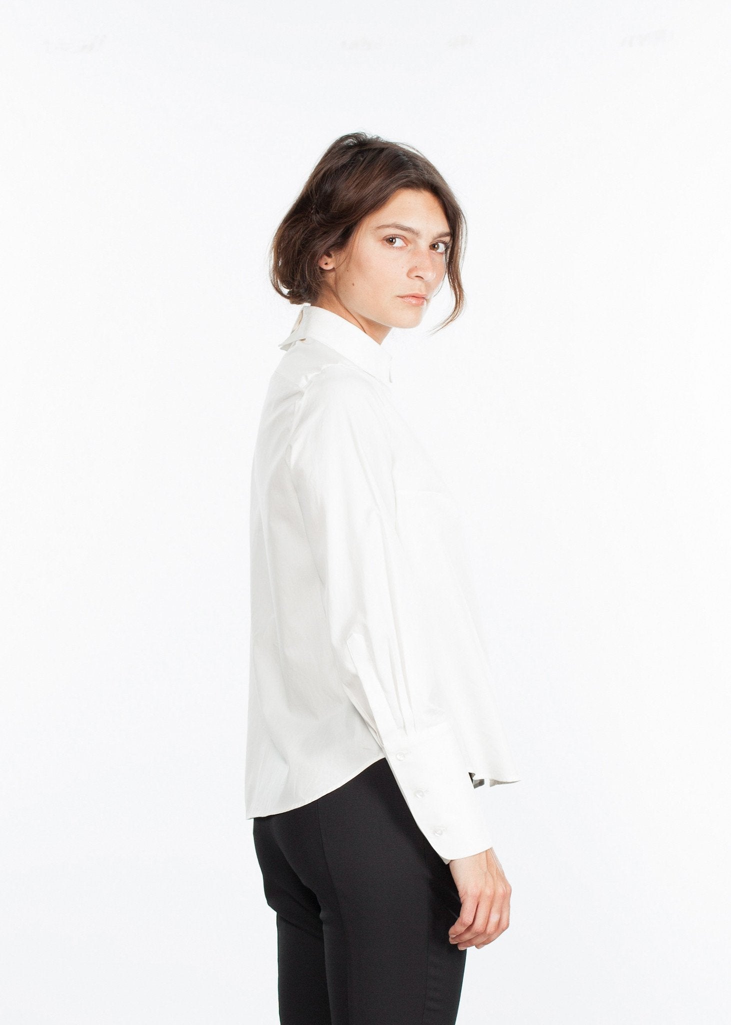 Trim Collar Poplin Blouse in Off White (6707103268958)