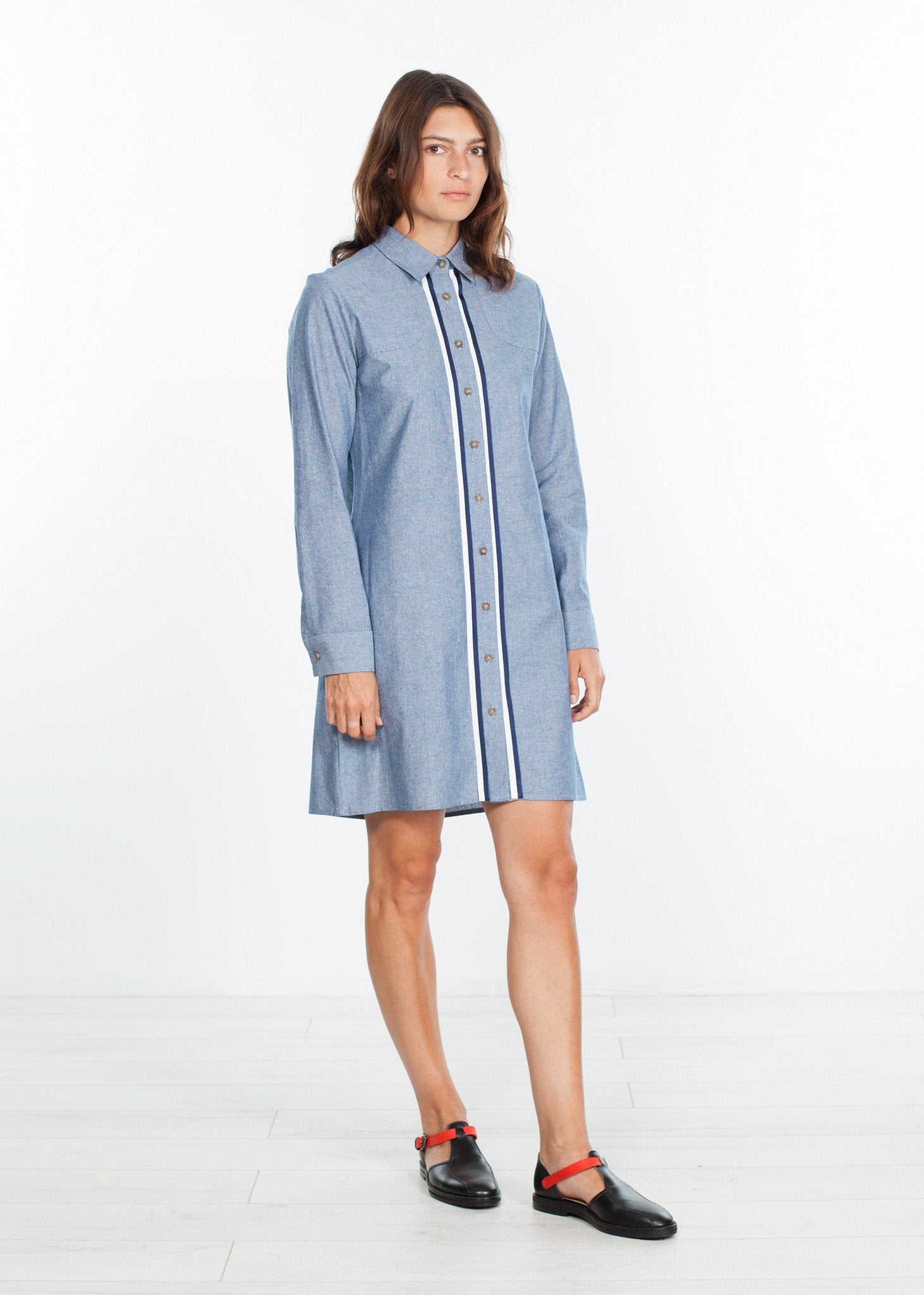 Chambray Shirtdress in Blue (6707102056542)