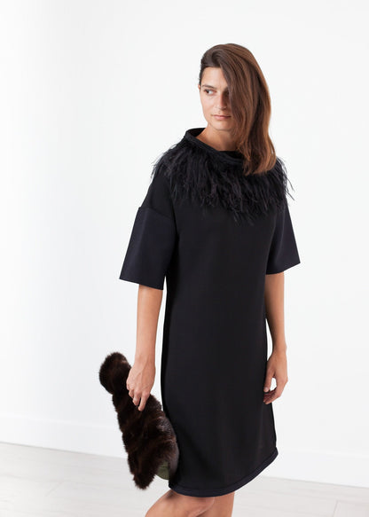 Ostrich Plume Dress in Black (6707101991006)