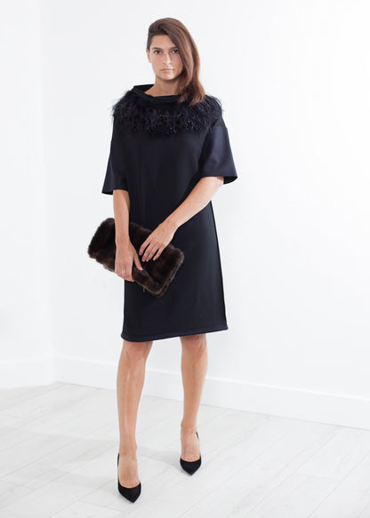 Ostrich Plume Dress in Black (6707101991006)