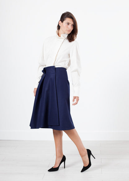 Full Collar Poplin Blouse in Off White (6707103334494)