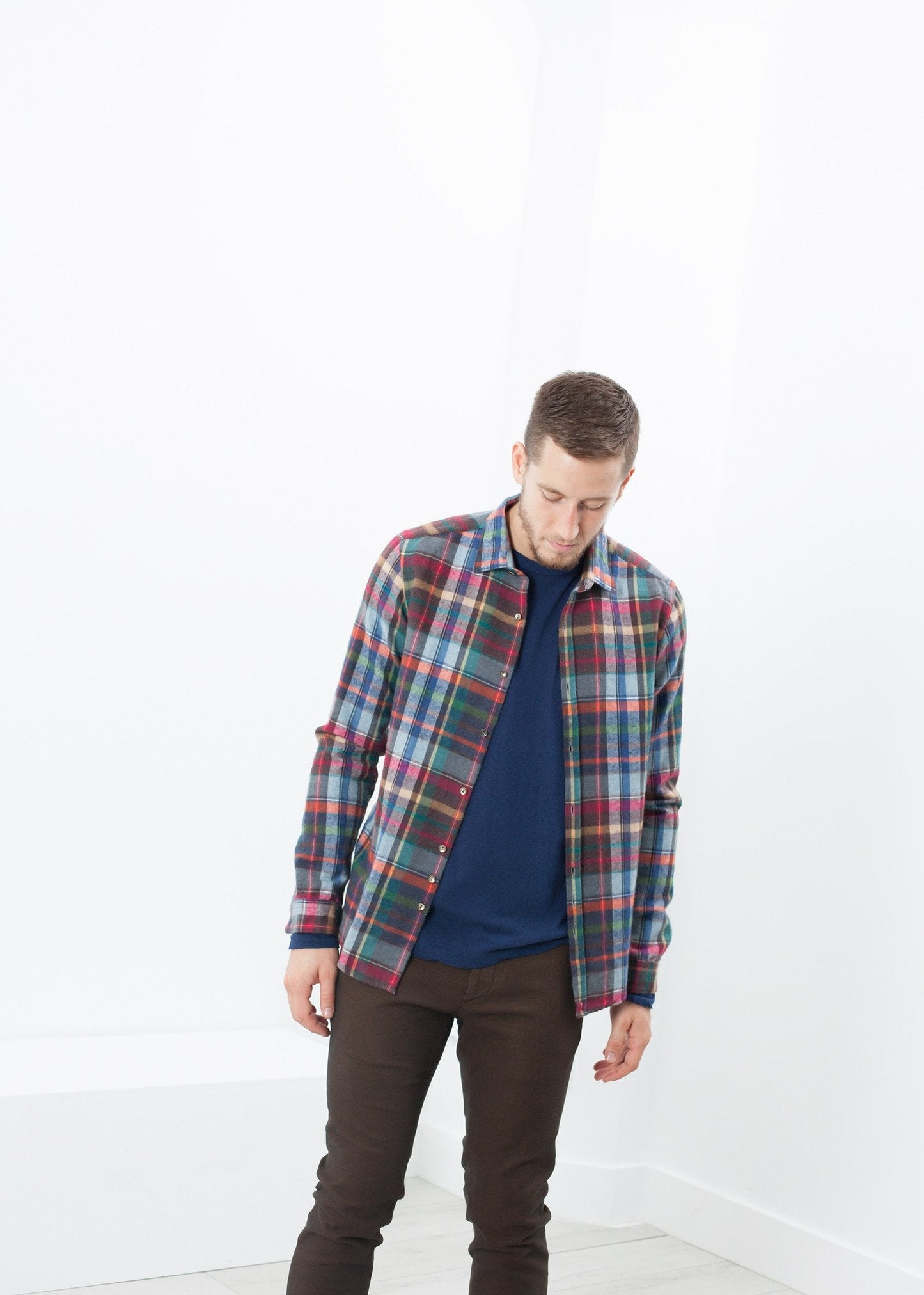 Riccardo Button-Up in Plaid Multi (6707104514142)